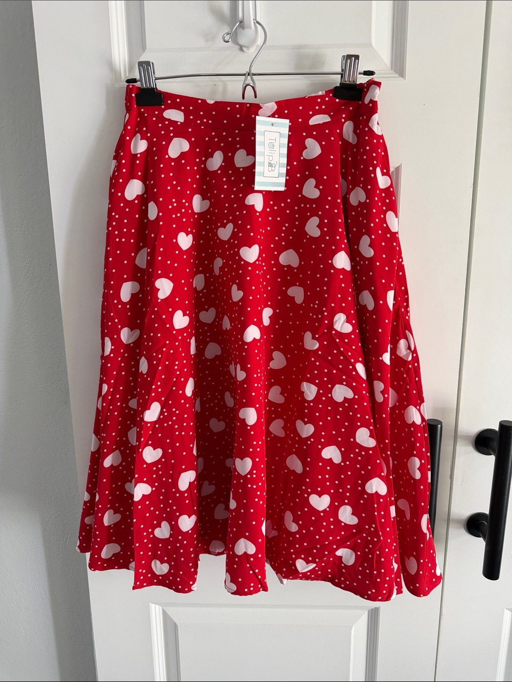Red Heart Print Circle Skirt size medium - Picture 1 of 5